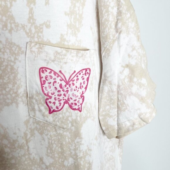 Custom Handmaid Tie Dye Bleached Tan Pink Boho Band Rock Tee Medium - Picture 2 of 5